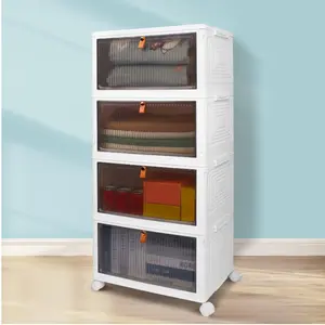 Modular 4-Tier Plastic Storage System – Wheeled & Lidded