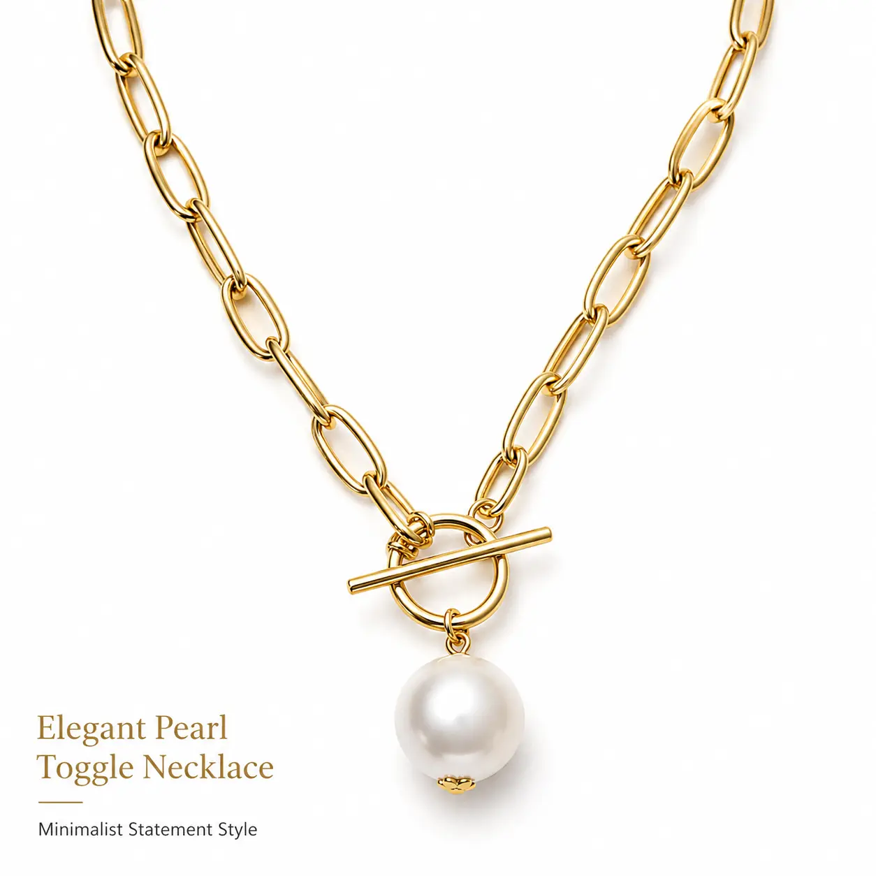 Pearl Necklace Gold Silver Toggle Sparkling Elegant Lightweight Comfortable Versatile Feminine Summer Gift for Women Girls Daily Wear Special Occasion Perfect Accessory