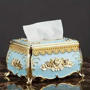 Elegant European Style Rose Paper Napkin Holder, Home Kitchen Dining Room Decor, Small Drawer Storage Box, Table Accessories, Tissue Dispenser