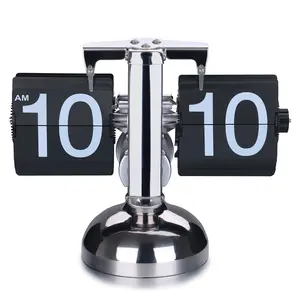 Flip Desk Clock, Retro Digital Flip Down Clock, Retro Vintage Auto Down Clock, Large Number, Battery Operated with Internal Gear Mechanism for Office, Bedroom