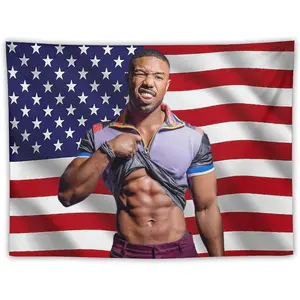 Singer Actor Star Michael b Jordan Flag Tapestry Prints Room Aesthetic Wall Art Bedroom Tapestry Wall Bedroom Home Decor