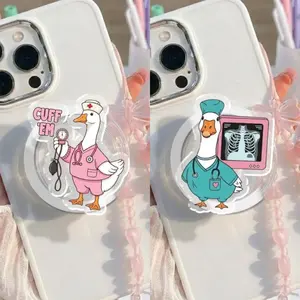 Cute Nurse Goose Magsafe Phone Grip - Magnetic Pop Socket & Kickstand - Funny Medical Gift for Nurses