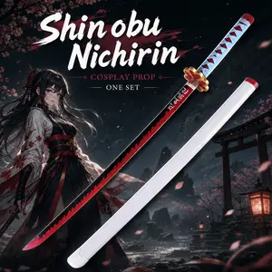 Anime Nichirin Blade Prop, Demon Slayer Kanroji Mitsuri Replica Katana, Pink Gradient Serrated Blade, Heart Flower Guard, White Scabbard, Cosplay & Ornament Collection, New Upgrade