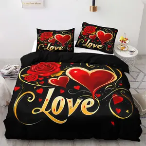 Romantic Love Bedding Set, Ultra-Soft and Cozy, Rose & Love-Themed Design, Perfect for Valentine's Day, Snuggly Bedding