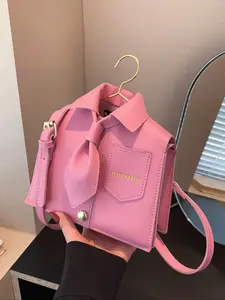 Women's Elegant Solid Color Bow Tie Decor Crossbody Bag, Fashionable Pu Leather Shoulder Bag for Daily Used, Casual Trendy Versatile High-quality Daily Commuting Bag, Valentine's Day, Gift