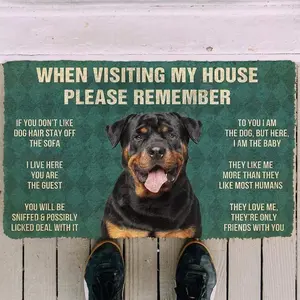 Rottweiler Funny Doormat - Suede Fabric, Large Size, Outdoor Acrylic Paint, UV Sealant, Thick Vinyl Backing