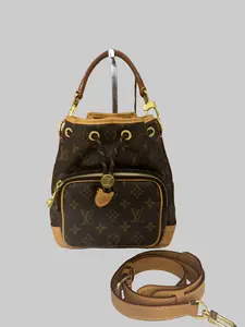 Pre-owned Louis Vuitton LV Noé Cargo Bucket Bag | Monogram Canvas + Tan Leather Luxury Designer Handbag