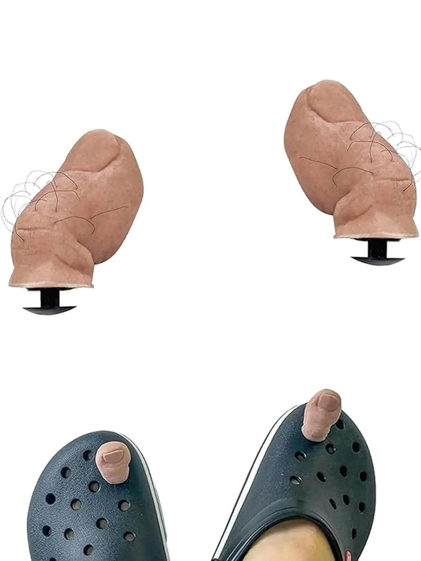 Funny Toe Design Shoe Charm, Big Toe Croc Charm with Hairy, Fun Toe Shoe Charm, Ugly Big Toe Shoes Charm, Diy Unique Shoe Charm