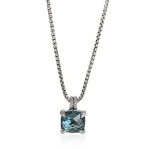 Pre-owned NY153794 David Yurman Sterling Silver Topaz And Diamond Chatelaine Pendant