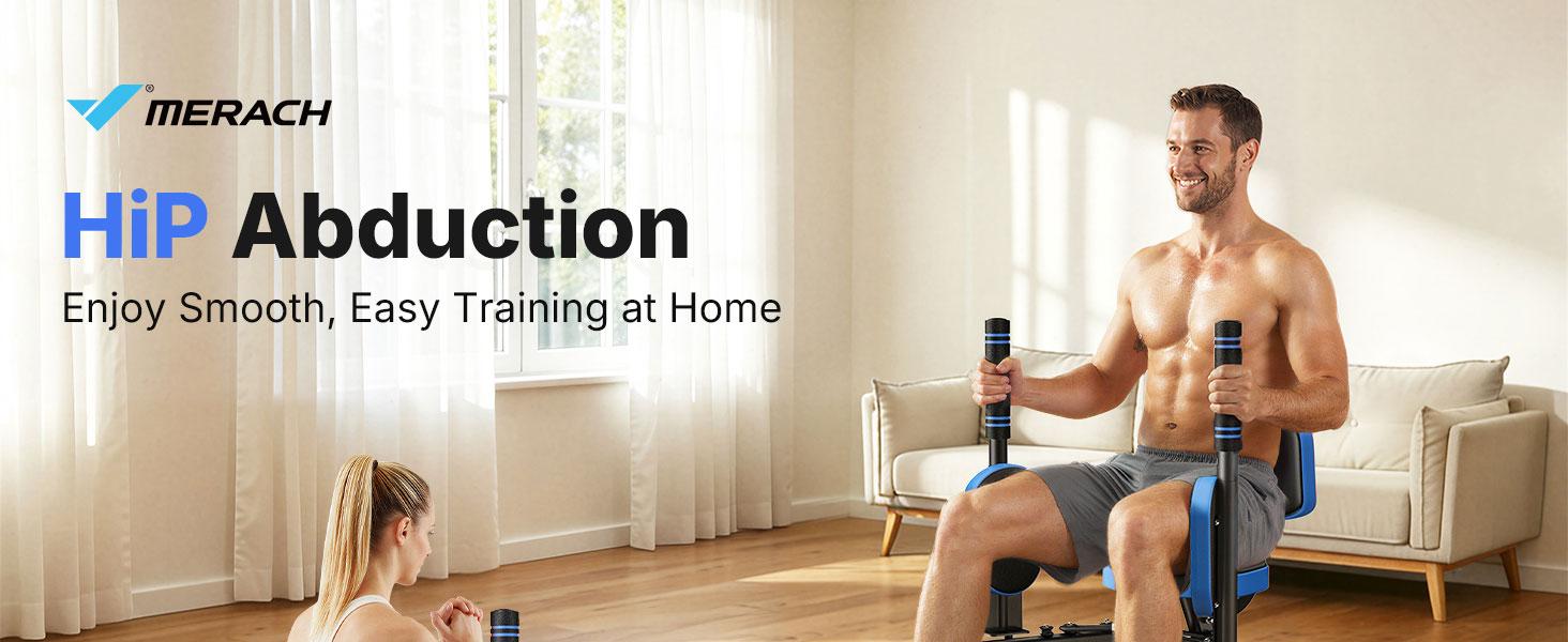 Merach Hip Abductor Machine for Home Gym Upper Back Exerciser, Adjustable Glute Trainer, Thigh Workout Equipment for Hip Sculpting & Butt Lifting