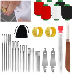 Hosenwelt 37PCS Sewing Tool Set with 25 Needles 3 Thread Rolls Threading Tools & Thread Remover for Beginners & Professionals Daily Sewing Repair
