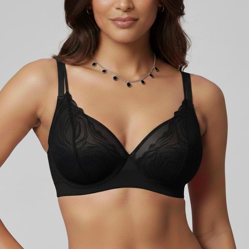 HSIA Serenata Flora Linear Plus Size Lace Sheer Mesh Full Coverage Adjustable Straps Unlined Underwire Bra HSIA Serenata Flora Linear Plus Size Lace Sheer Mesh Full Coverage Adjustable Straps Unlined Underwire Bra