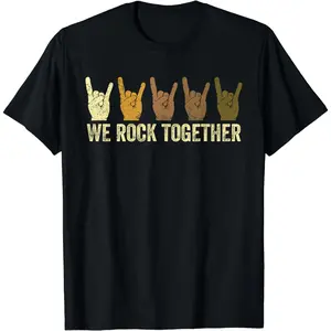 Rock Lovers Casual Cotton Short Sleeve Funny "We Rock Together" Rock Lovers T-Shirt For Men Women