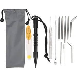 12Pcs/Set Aluminium Parachute Cord Needles Paracord Smoothing Tool Lightweight Portable Set for Making Bracelets Paracord Craft Tools