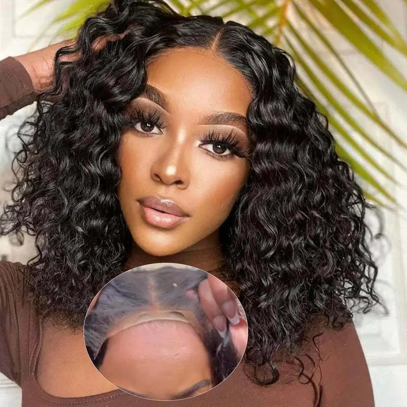 Supernova Hair Ready to Wear Glueless Bob Wigs 4X7 Lace Closure Bob Wig Human Hair Glueless Deep Wave Bob Wig