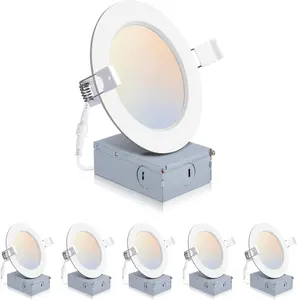 POWERASIA 4 Inch LED Recessed Lights,5CCT Lighting Dimmable Canless Downlight Panel Pin Light Ceiling for Bedroom,Living,Reading,Corridor Modern