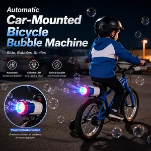 Remote Control Bike Mounted Bubble Machine Ages 3+, Rechargeable Rocket Bubble Blower with LED Lights, Perfect Kids Outdoor Toy & Birthday Gift