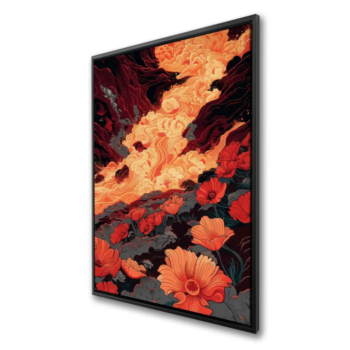 Pictorem C1FC2436JZBORE 24 x 36 in. The Big Burn - Red Framed Canvas Wall Art for Home Decor - Art Piece