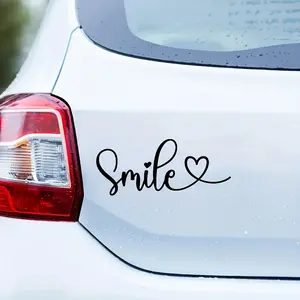 Smiling heart-shaped vinyl sticker, Car stickers - self-adhesive decorative sticker suitable for cars, walls - durable and weather resistant multi surface sticker with cursive heart-shaped design