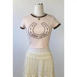 Horseshoe Embroidered Ringer Tee
