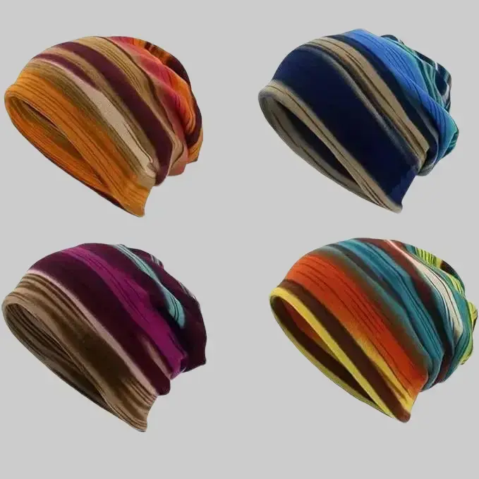 Unisex Classic Stripe Print 3-in-1 Convertible Cold Cap - Windproof Lightweight All Seasons Sports Accessory, Neck Gaiter & Beanie Hat, Multi-way Wearable Scarf for Cycling, Hiking, Cold Weather Protection, 3-In-1 Convertible Design