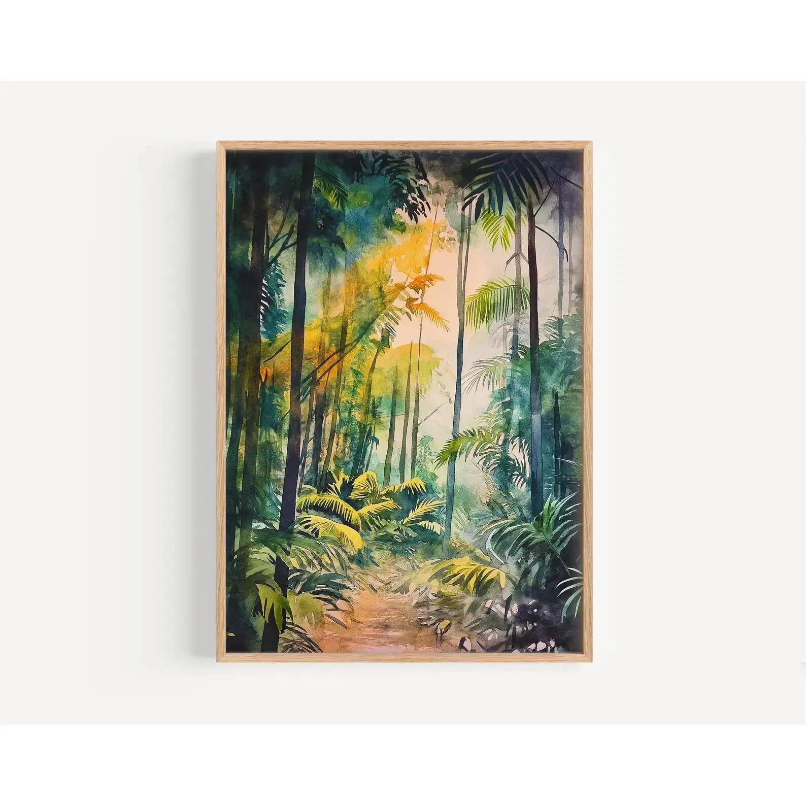 Dopamine Decor Amazon Rainforest Watercolor Wall Art Print - 12"x18"/16"x24" Resin Tube Brazil Poster, Kid Room Home Decor Ornaments, Colorful, Rainforest Scene