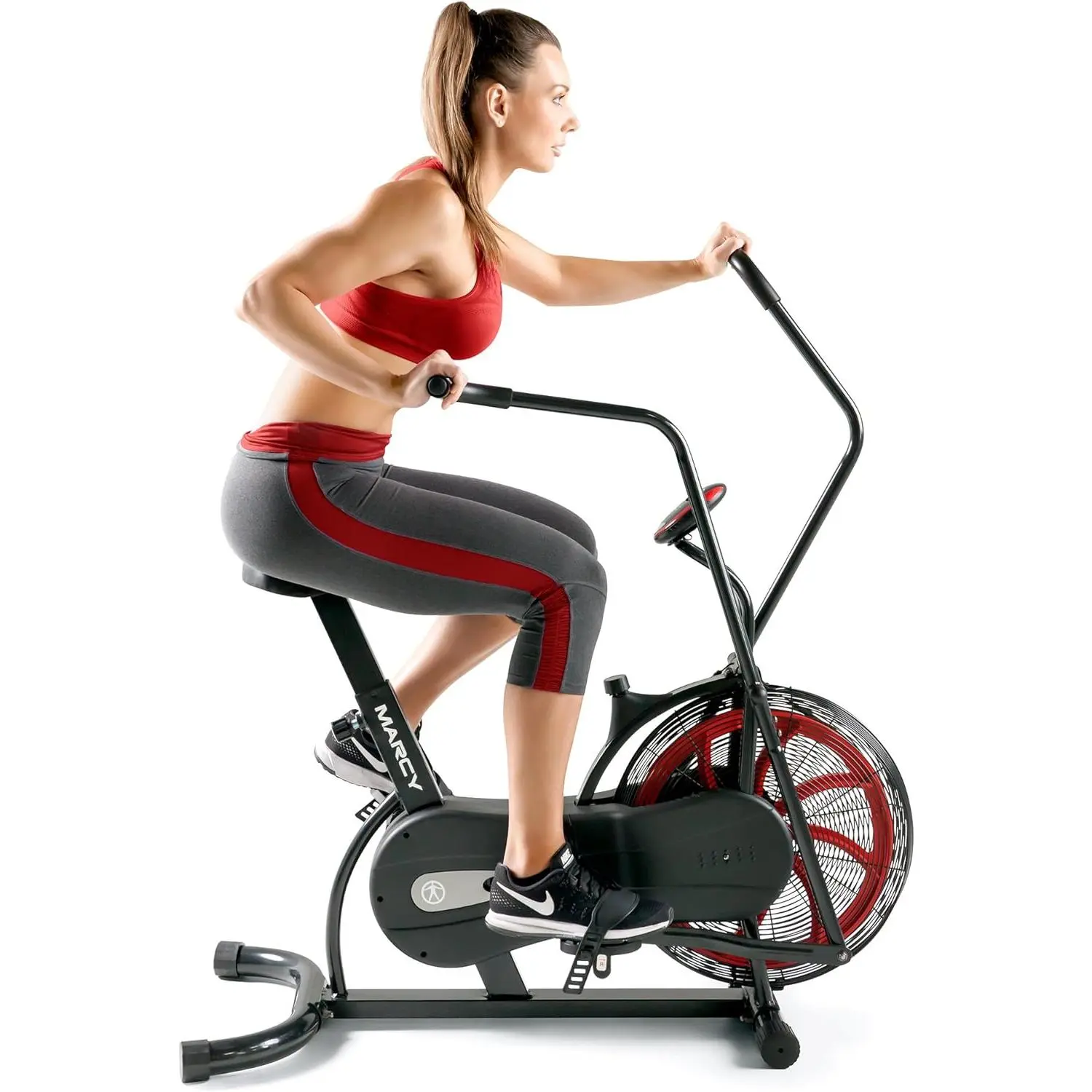 Air-Resistance Exercise Fan Bike With Dual Action Handlebars