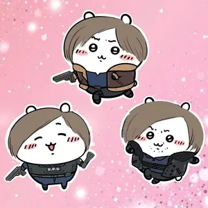 3 Ops Resident Evil Leon Chiikawa Stickers, Leon Kennedy Stickers