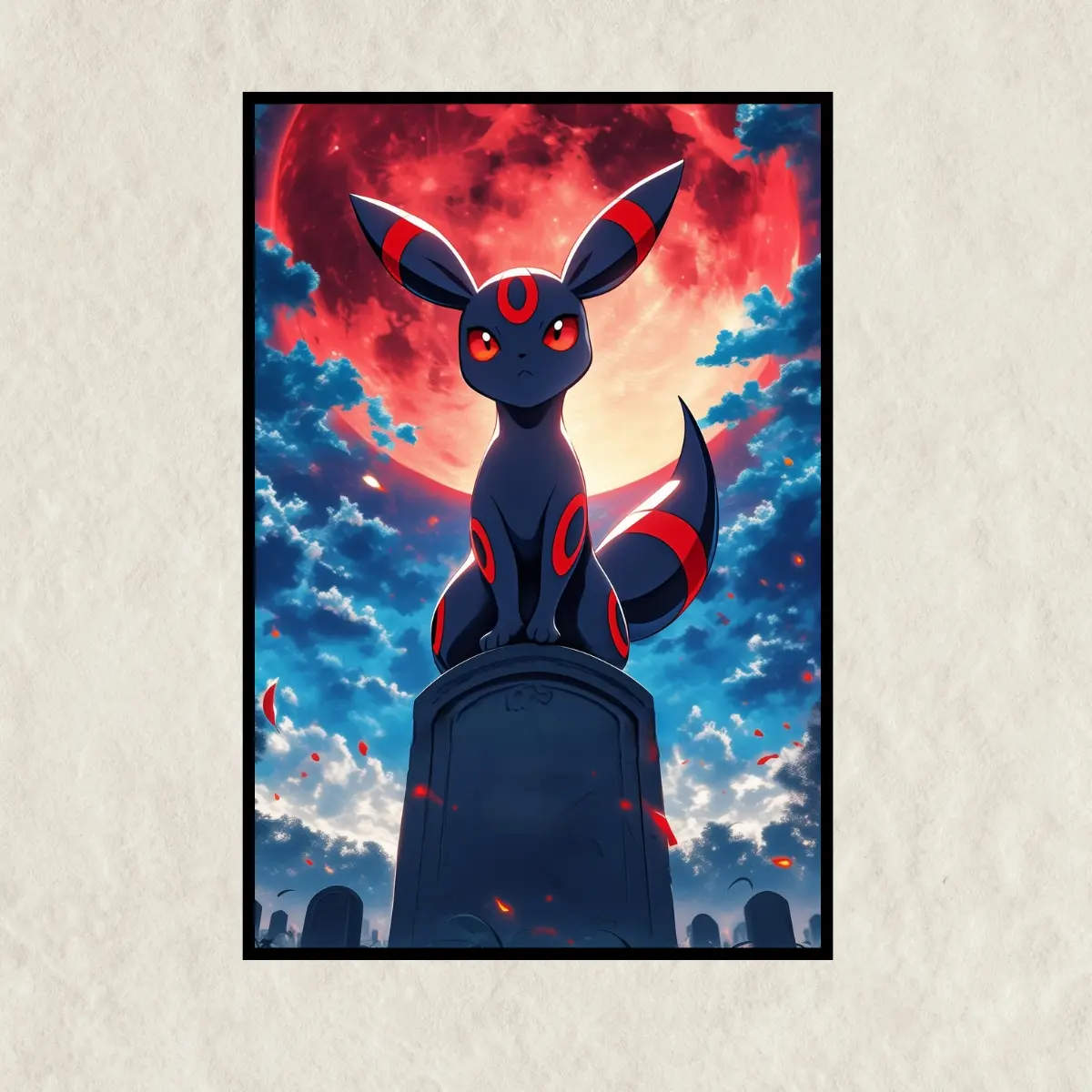 Blood Moon Umbreon Anime Poster, Kids Bedroom Wall Decor, Gift Idea for Him, Unframed Wall Art, Home Decor
