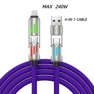 4 in 1 Phone Charging Cable, Multifunctional Charging Cable, 240w PD Fast Charging Data Cable, Compatible with Smart Devices, Universal Charging Cable for All Phones