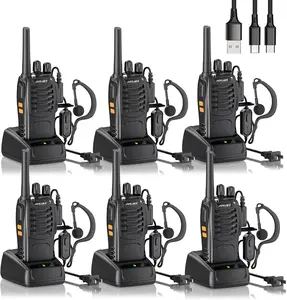 Walkie Talkies Long Range with Earpieces,16 Channel Walky Talky Rechargeable Handheld Two Way Radios with Flashlight and USB Charging Base for Adults Family Outdoor(6 Pack) walkie talkie