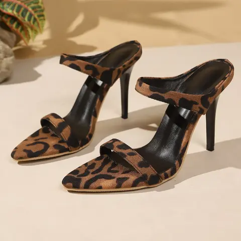Women's Stiletto Heel Sandals, Formal Pointed Toe PU Leather Shoes, Medium Width, Dressy Sandals, Elegant Classy Sandals, Perfect for Parties and Evening Events, Fashionable Heeled Sandals