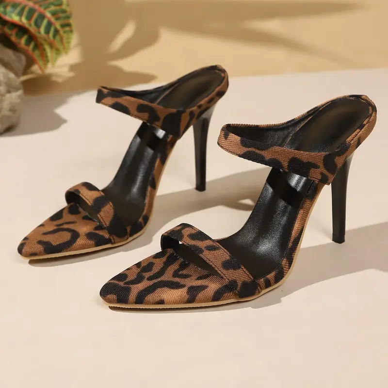 Women's Stiletto Heel Sandals, Formal Pointed Toe PU Leather Shoes, Medium Width, Dressy Sandals, Elegant Classy Sandals, Perfect for Parties and Evening Events, Fashionable Heeled Sandals