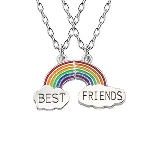 BFF Necklace for 2 Rainbow Best Friend Necklace Friendship Necklace Best Friends Forever Necklaces Valentines Day Gifts