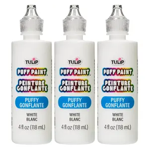 Tulip Puff Paint Puffy White, Multi-Surface Craft Paint, 4 fl. oz. 3 Pack