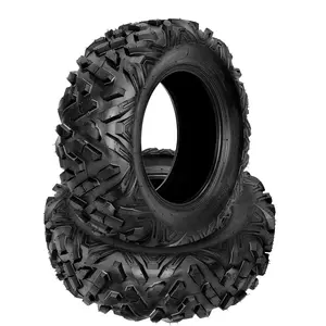6PR Heavy Duty Tubeless All-Terrain ATV/UTV Tires - Set of 2, 25x8-12, High Traction, Puncture Resistant, Fits 12" Rims, Off-Road for Mud, Sand, Trail & Rock