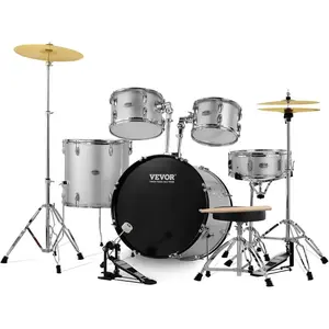 VEVOR Adult 5 - Piece Drum Set, 22 Inches Complete Full Size Kit with Bass, Toms, Snare, Floor, Adjustable Throne, Stands, Cymbal, Hi - Hat Pedal and Drumsticks, BlackVEVOR Super Brand Day