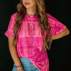 Howdy Graphic Tee - Pink Top with Lettering Design, Casual Style, Women's Wear - Womenswear