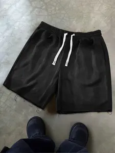 Men's Solid Drawstring Waist Shorts, Loose Casual Street Shorts for Daily Wear, Mens Bottoms for All Seasons