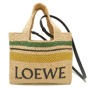 Pre-owned Loewe Raffia Travel Bags Paula's Ibiza Logo Convertible Tote Medium by Rebag