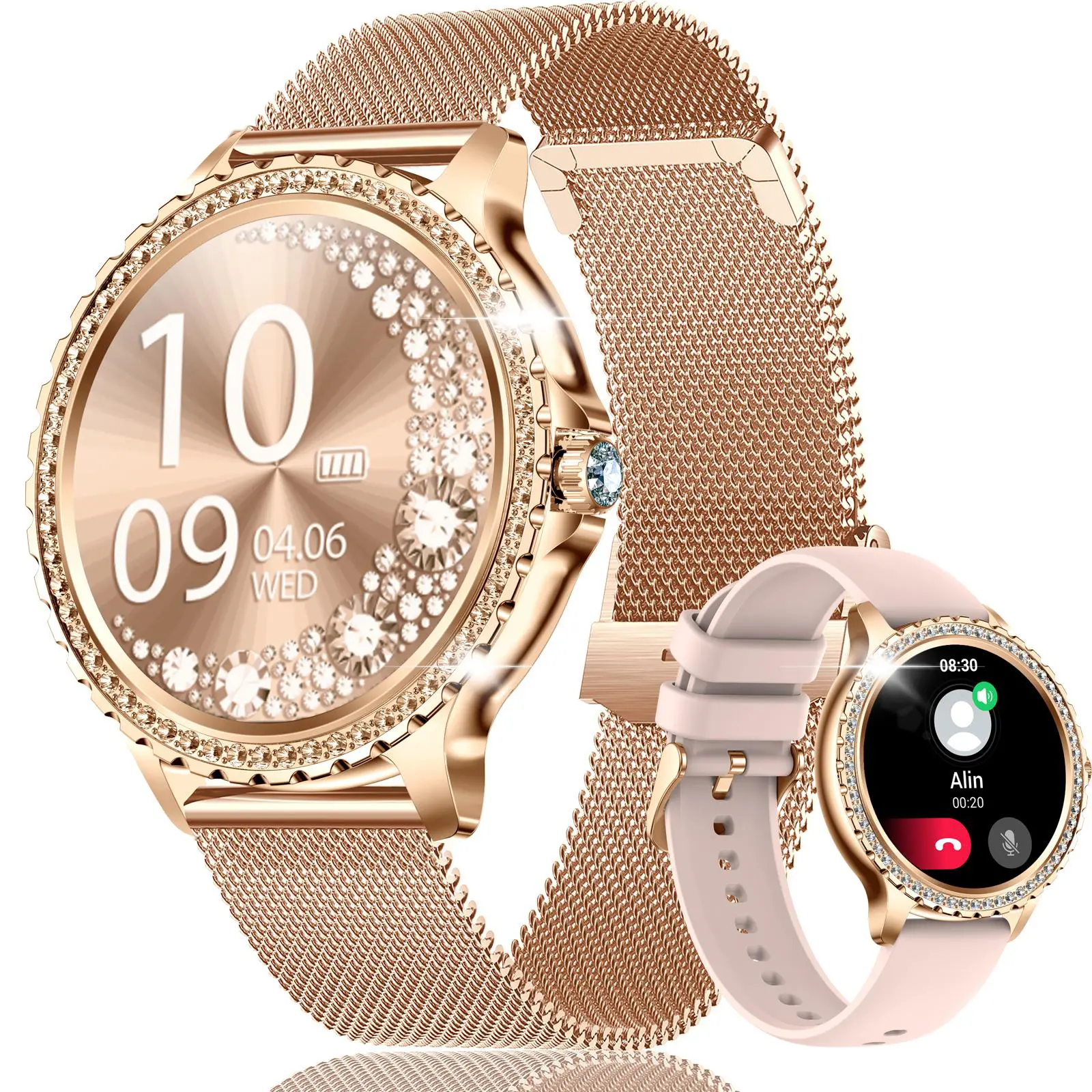 JELLOO Smart Watch for Women with Wireless Call Make Answer Music Playback 1.32inch HD Smartwatch for Android Phones Sports Smart Watch Multifunctional Digital Watch Perfect Gifts for Women