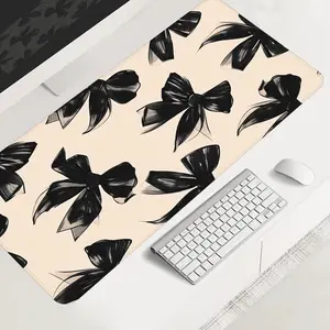 Extra Large Black Bow Mouse Pad Perfect Design Gaming Desk Pad 35x16 Inch Computer Keyboard Mousepad with Non-Slip Rubber Base Durable Stitched Edge Perfect Gift for Home and Office