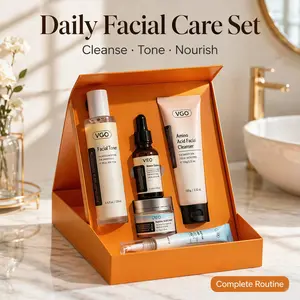 VGO Skincare 5-step Routine All in one step Skincare set Cleanser Toner Serum Eye cream Moisturizer-A