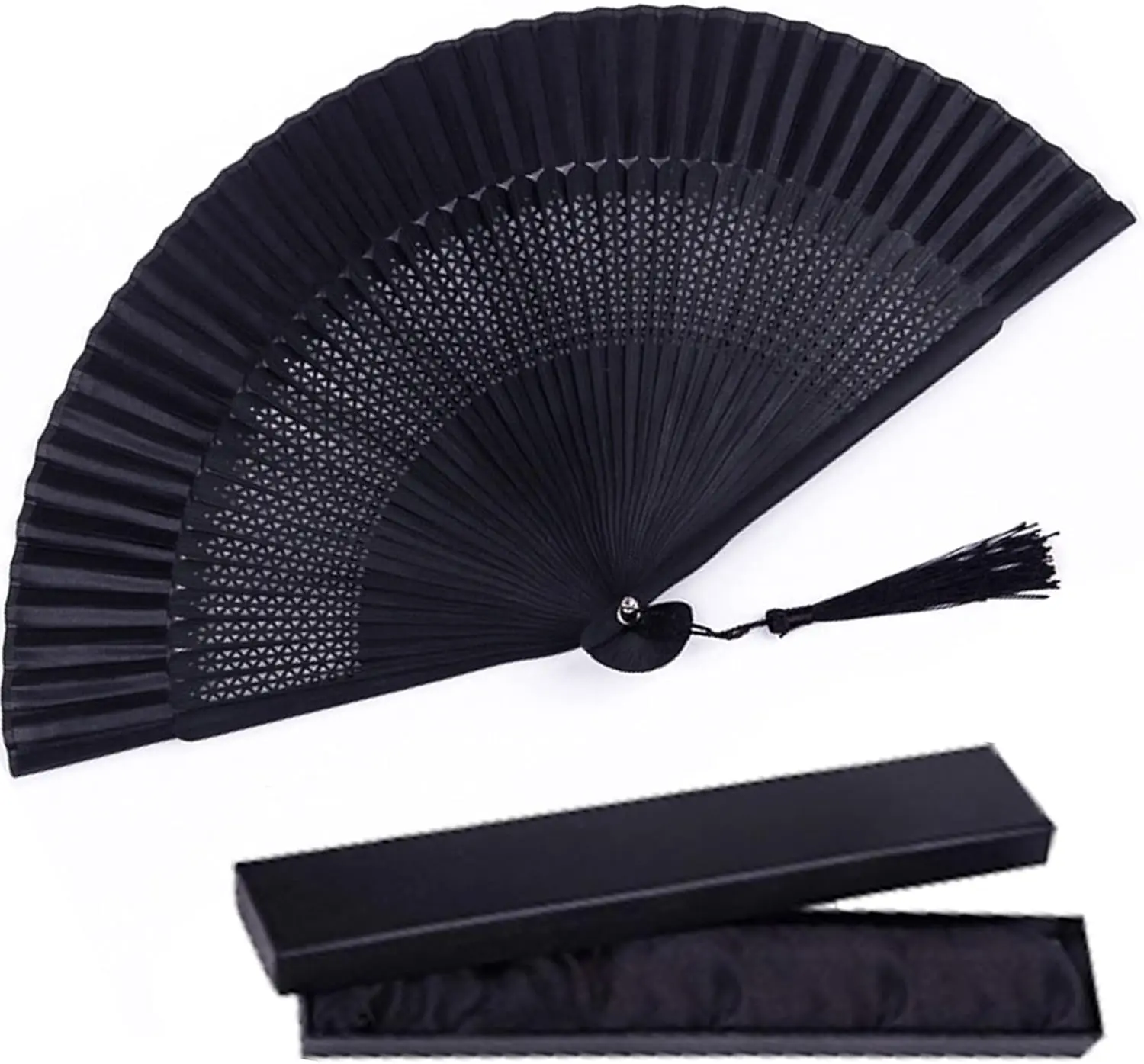 [New deal] Silk Folding Fan, Bamboo Wood Hand Fan Japanese Vintage Retro Style Handmade Handheld Fan with a Fabric Sleeve. Decor Wooden Elegant, Gifts, Decoration