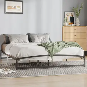 6-Inch Low Profile Queen Size Modern Steel Heavy Duty Metal Platform Bed Frame, Arched Design, Noise-Free Mattress Foundation, No Box Spring Needed, Easy Assembly, Black