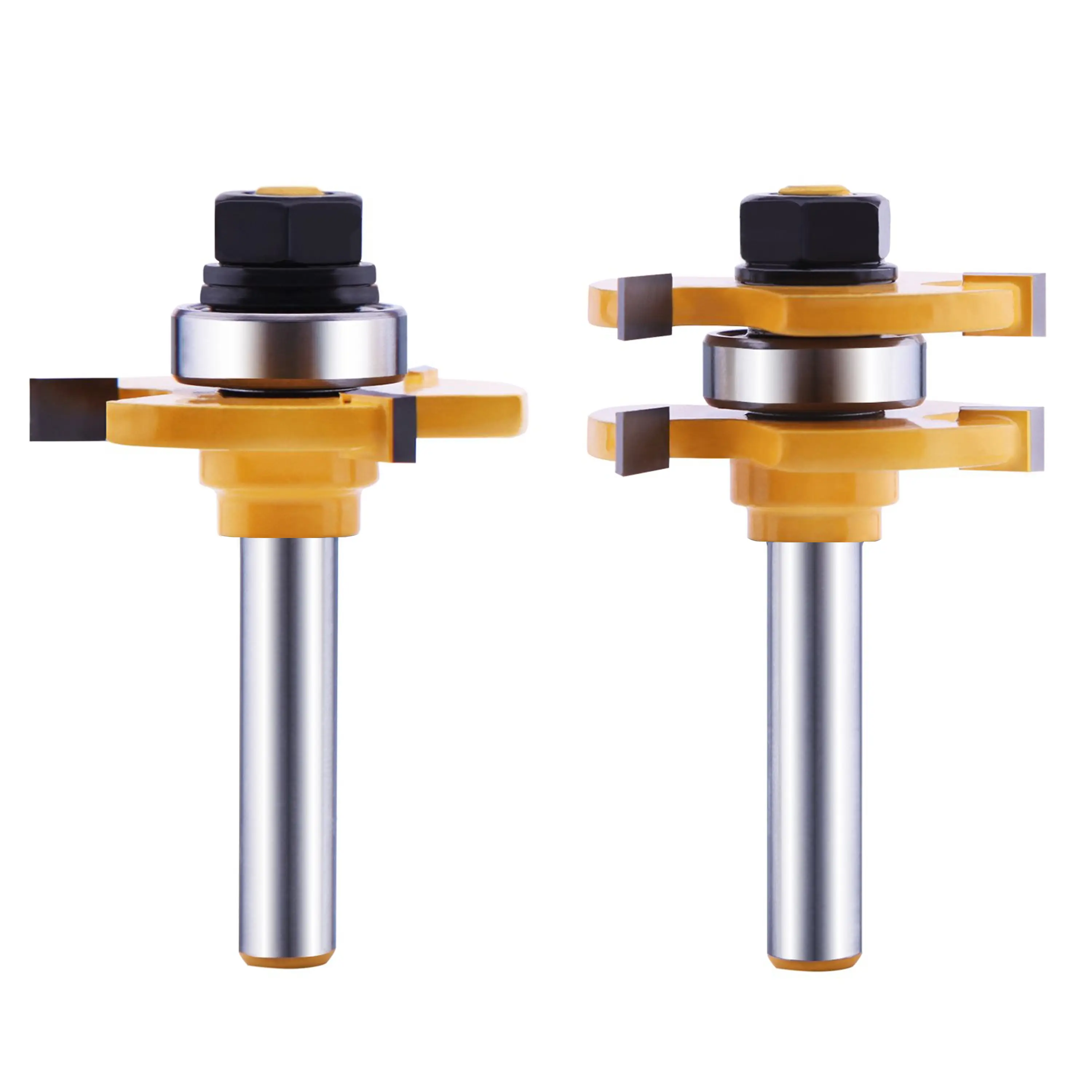 Tongue and Groove Router Bit Set (2 PCS) with 1/4 Inch Shank T Shape, Wood Milling Saw Cutter (Woodworking Tools for Home Improvement and DIY) Edging