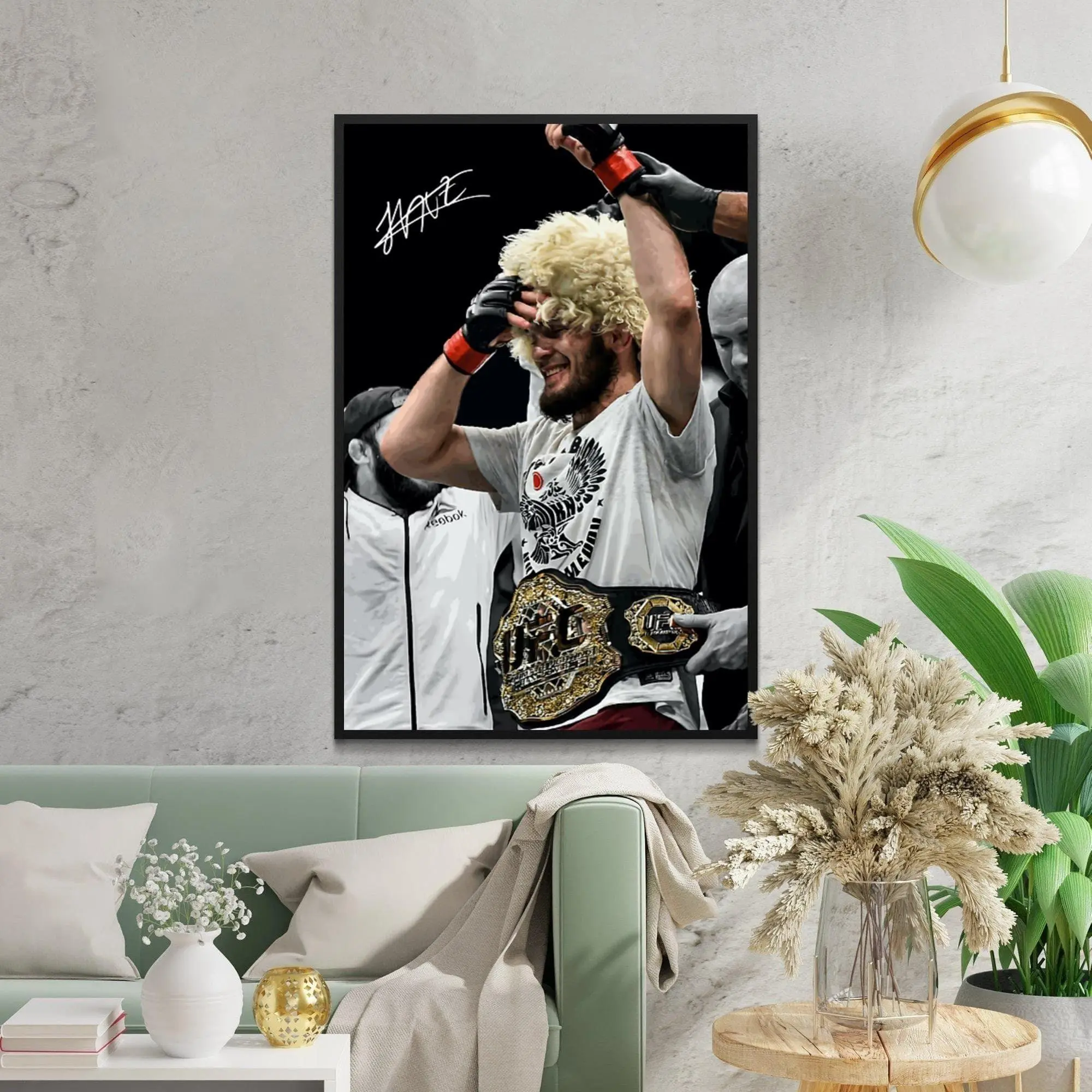 Khabib Nurmagomedov UFC Champion Celebration Poster,  UFC MMA Artwork Print, Fighter Room Decor( Unframed - Print Only )