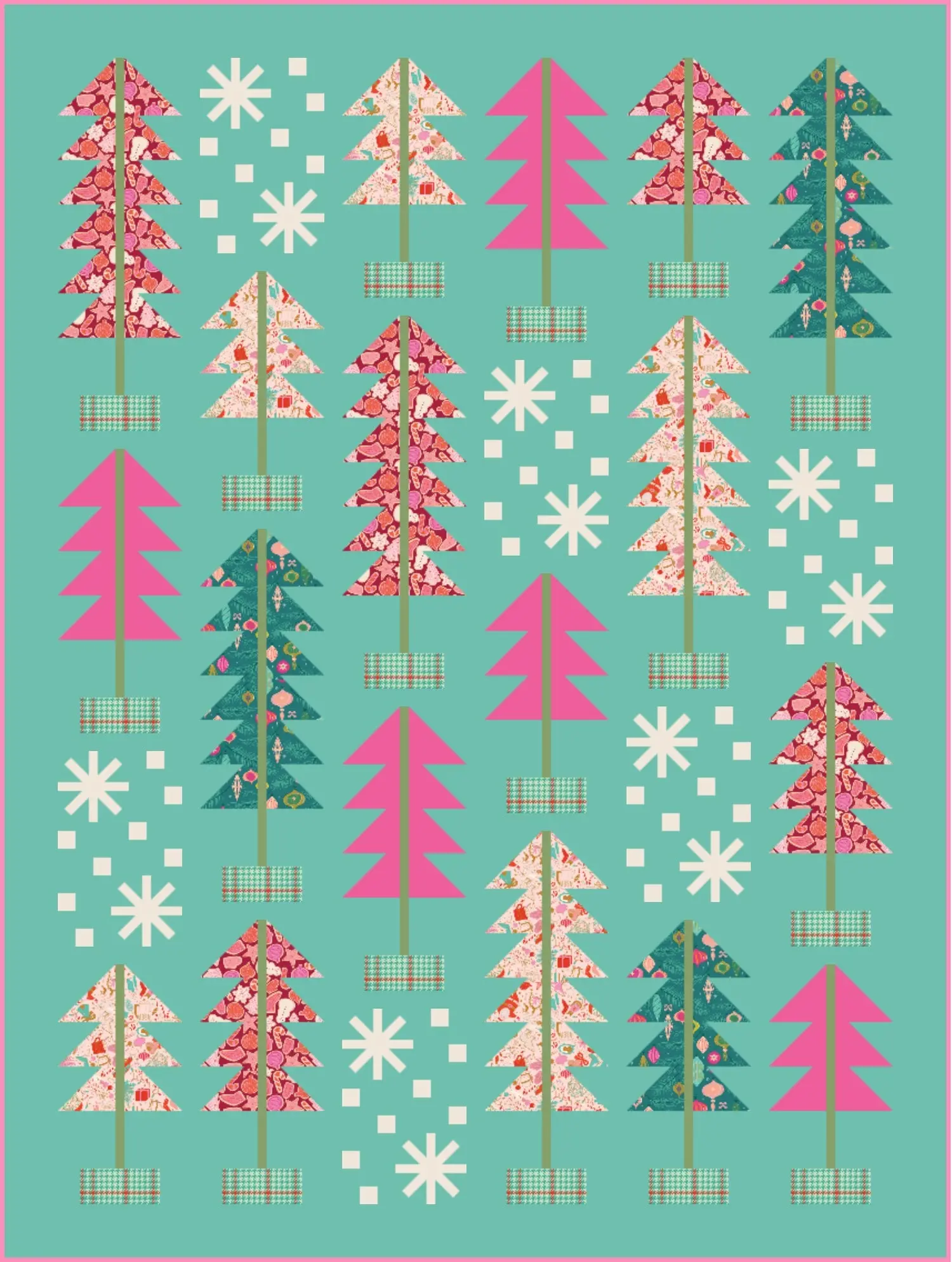 All Spruced Up Quilt Kit - Art Gallery Fabrics Christmas in Color, Festive Home Decor for Christmas Trees, Versatile Room & House Accent, Room Decor