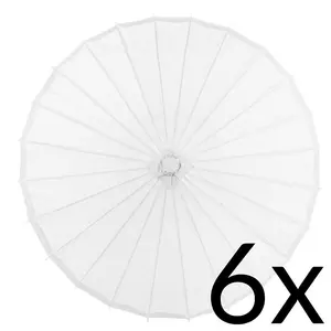 6-Pack 32" White Paper Parasol Umbrellas