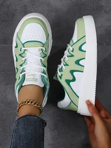 Unisex All-Season Dope Sports Shoes, Textile Low Top Round Toe, Preppy Style, Non-Slip Wearable, Thick Sole Couples' School Shoes